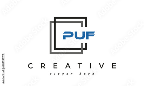 PUF creative square frame three letters logo