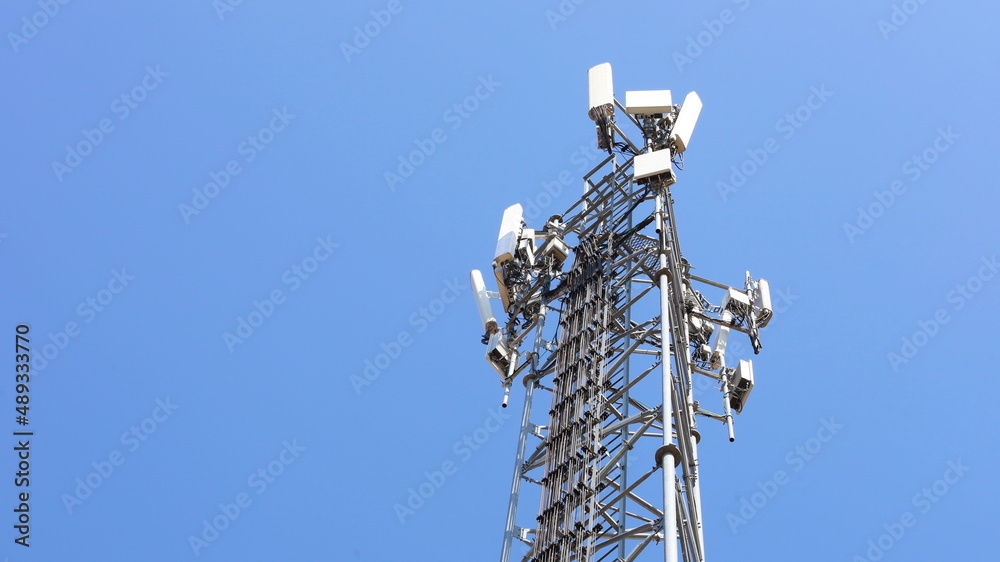 Cellular Base Station Tower. The base station is equipped with 4G and