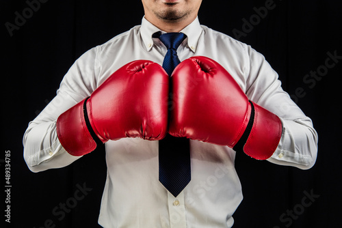 Businessman standing in boxing