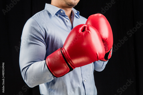 Businessman standing in boxing