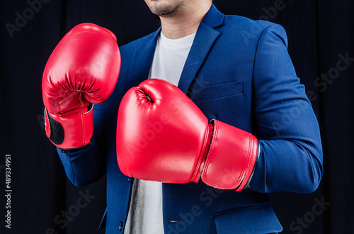 Businessman standing in boxing