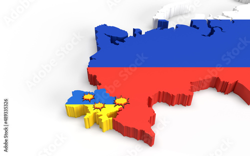Conflict Russer and Ukraine 3D rendering