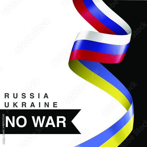 Ukraine VS Russia national flags icon. No war. Abstract Ukraine Russia politics economy relationship conflicts concept. 