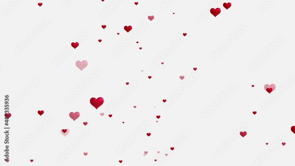 Red hearts flying fast like confetti on the white background - Motion GFX Red hearts flying fast like confetti on the white background - Motion GFX