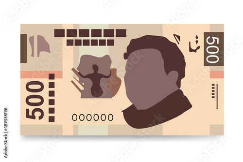 Mexican peso Vector Illustration. Mexico money set bundle banknotes. Paper money 500 MXN. Flat style. Isolated on white background. Simple minimal design.