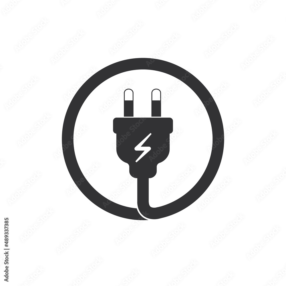flat black electric plug in a circle, vector illustration flat black electric plug in a circle, vector illustration