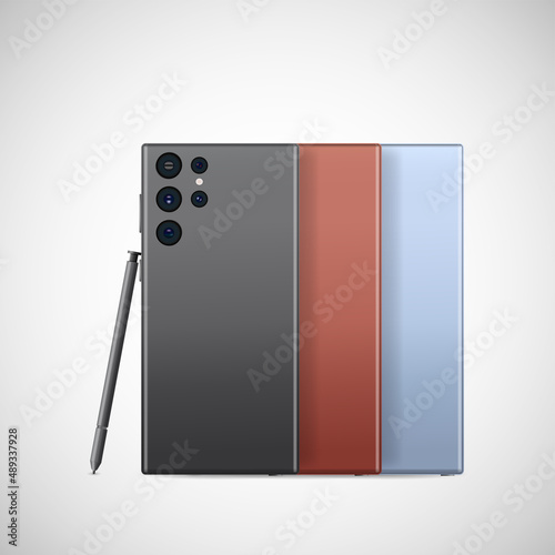 Realistic smartphone with back illustration. vector.