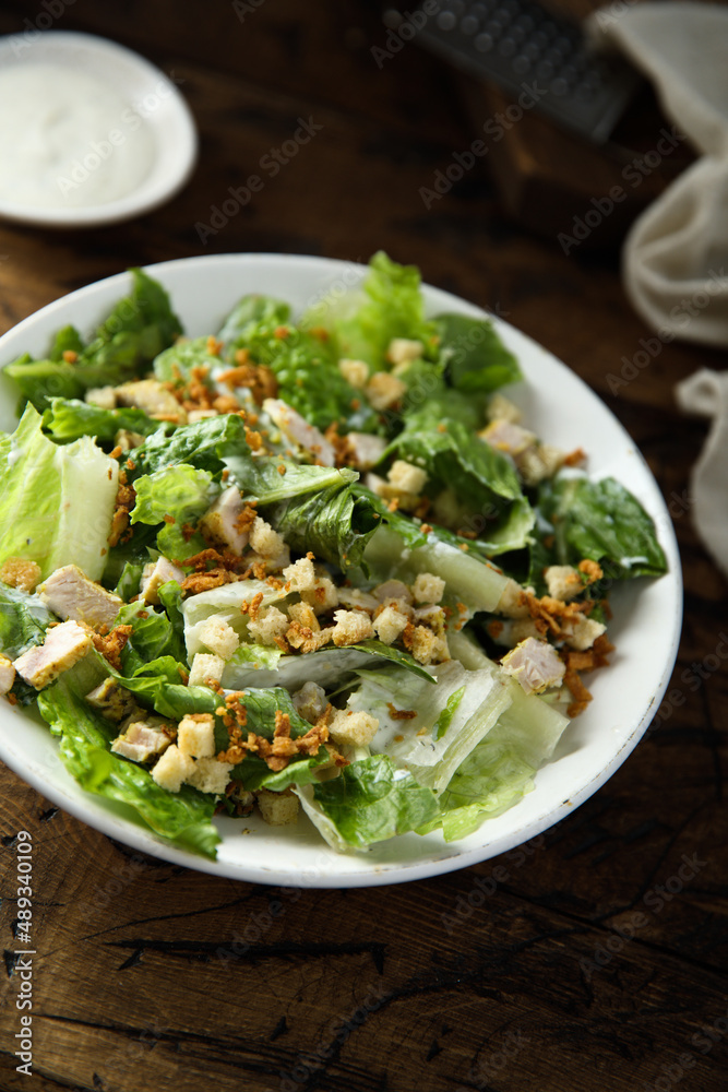 Traditional Caesar salad with chicken Traditional Caesar salad with chicken