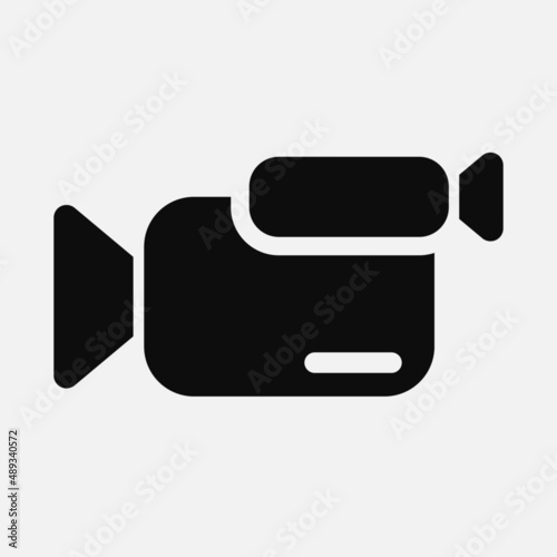 Video camera black vector icon isolated