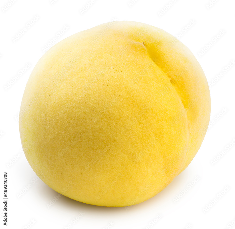 Yellow Peach fruit isolated on white background, Fresh Yellow Peach on White With clipping path.	
