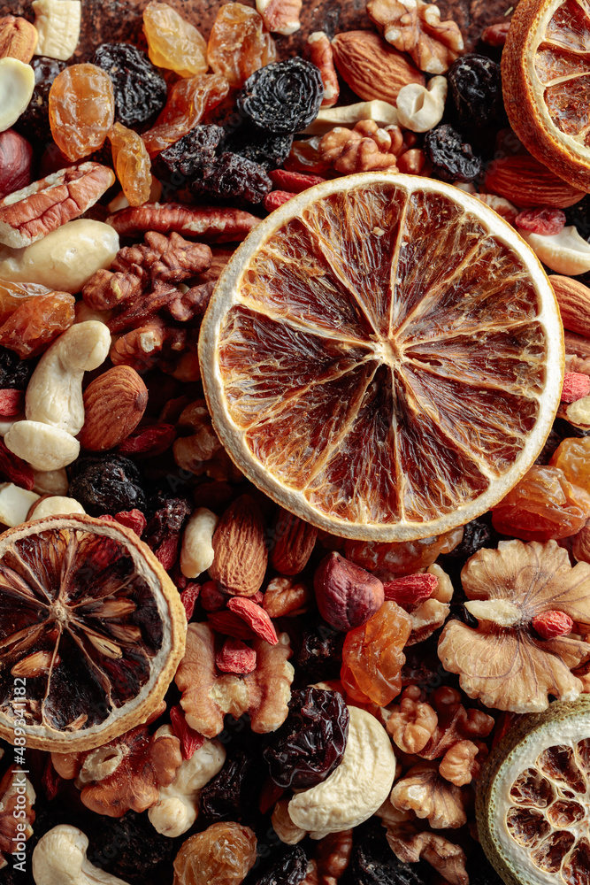 Dried fruits and nuts. Dried fruits and nuts.