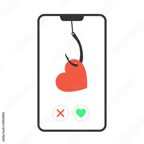 Online dating scam, online fraud concept.