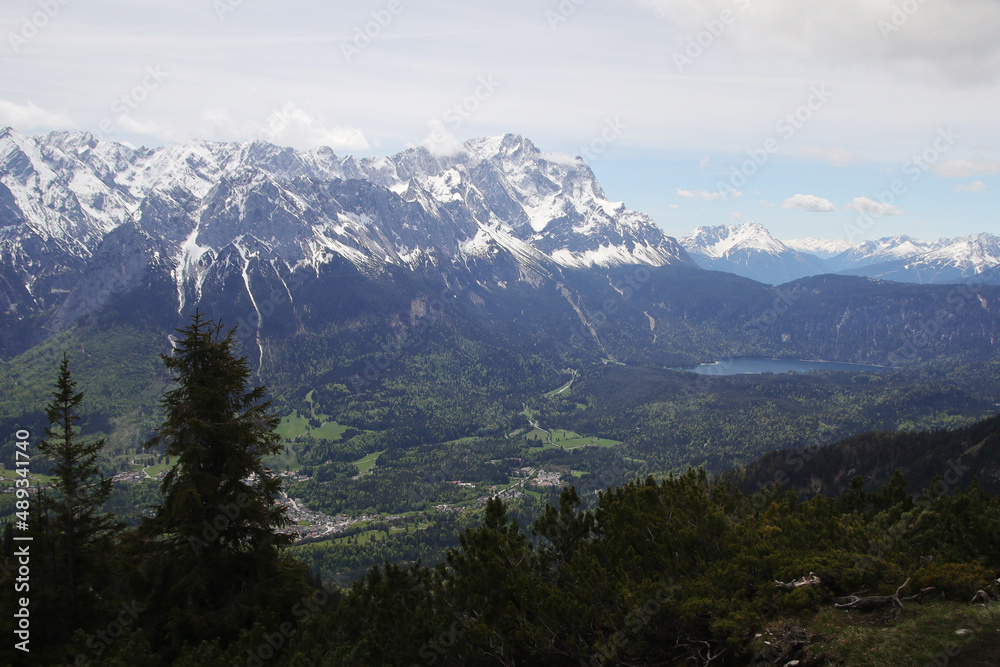 View from Kramerspitz mountain to Garmisch-Partenkirchen, Upper Bavaria, Germany	