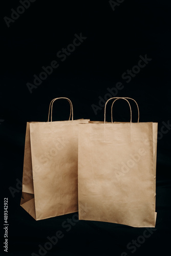 paper bags without logo on black background