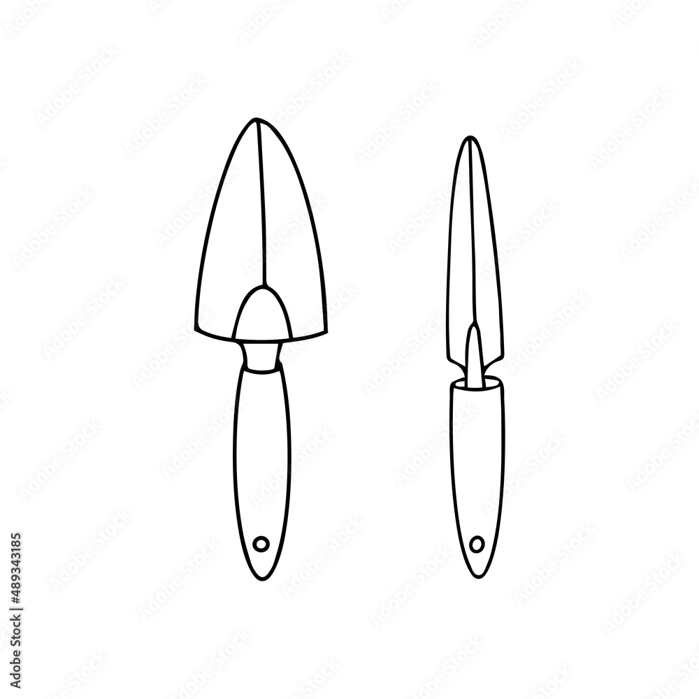 Shovel gardening tool, isolated vector illustration, hand drawning Shovel gardening tool, isolated vector illustration, hand drawning