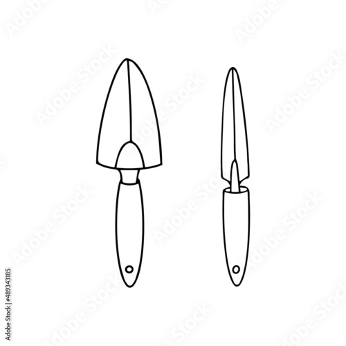 Shovel gardening tool, isolated vector illustration, hand drawning