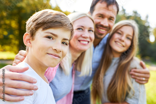 Happy family with parents and two children