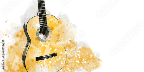 Guitar music illustration with abstract effects.