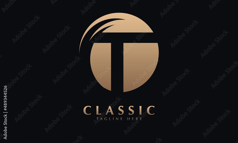 t inside circle abstract monogram vector logo template