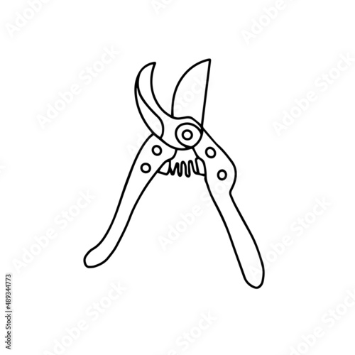 Pruner on white background isolated. Garden tool vector illustration design.