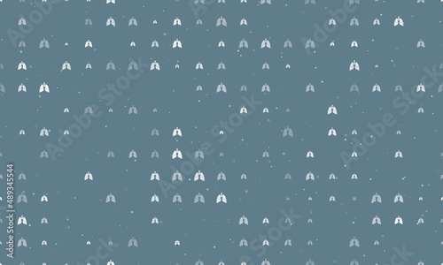 Seamless background pattern of evenly spaced white lungs symbols of different sizes and opacity. Vector illustration on blue gray background with stars