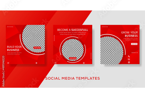  business banner for social media template. red color premium vector