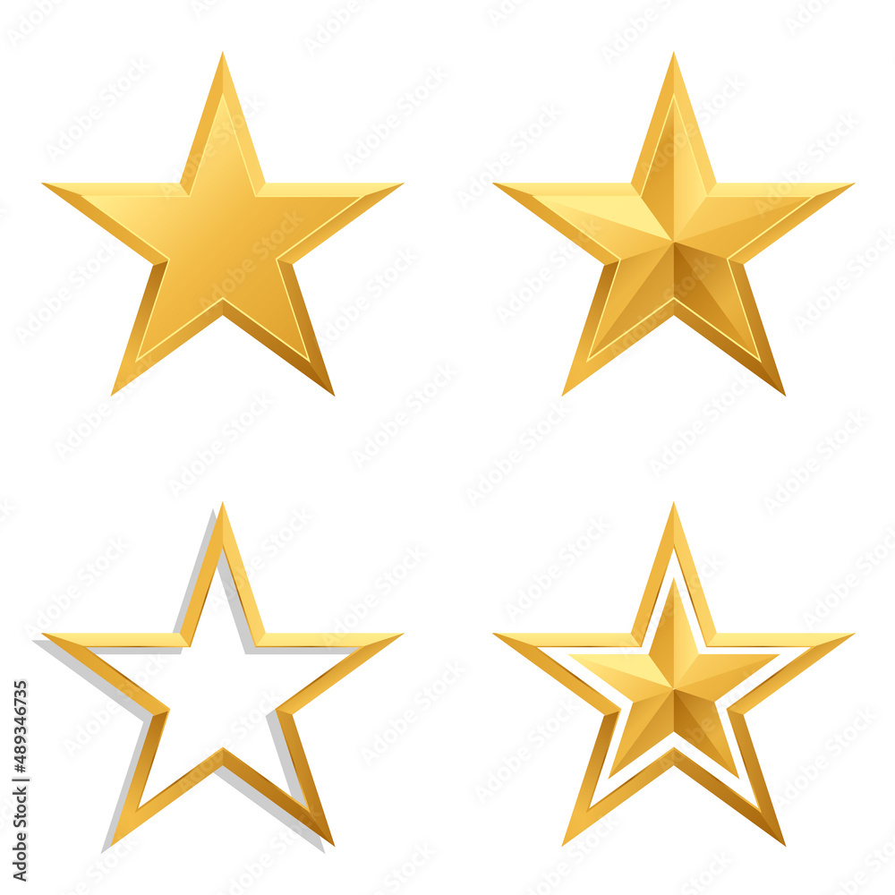 Star, set of realistic golden stars. Vector, cartoon illustration. Star, set of realistic golden stars. Vector, cartoon illustration.