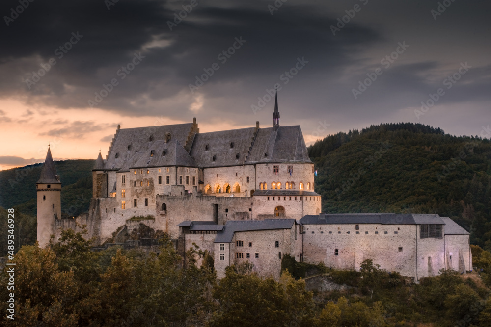 Sunset over the Castle of Vianden, Luxembourg