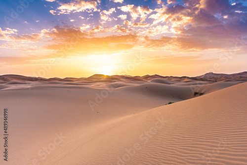 Beautiful dawn in the Sahara Desert, Morocco photo