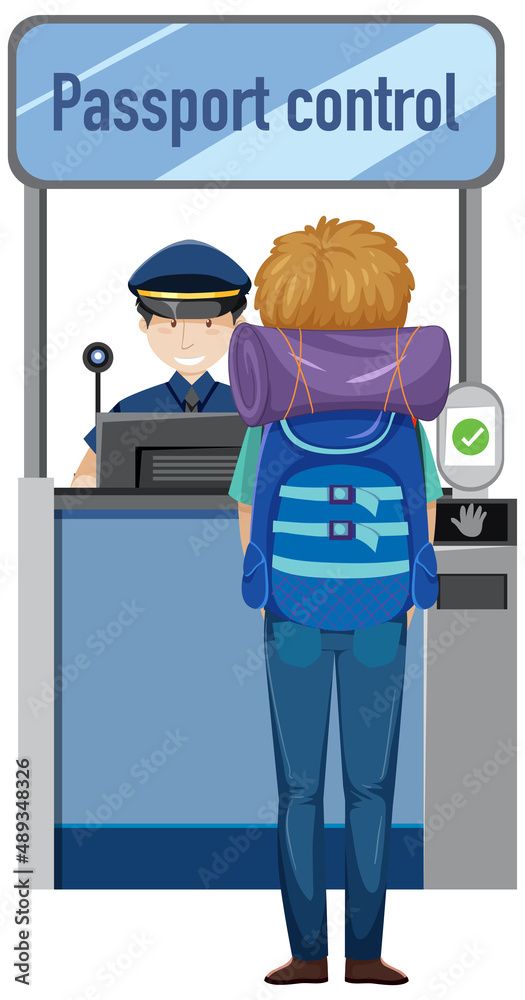 A passenger at passport control counter