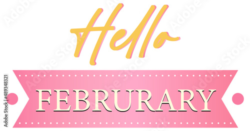 Hello February on pink ribbon