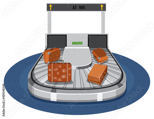 Conveyor belt airport with baggages