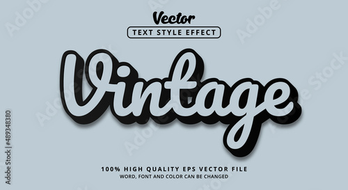 Editable text effect, Vintage text in elegant modern metallic gray black color style with cursive
