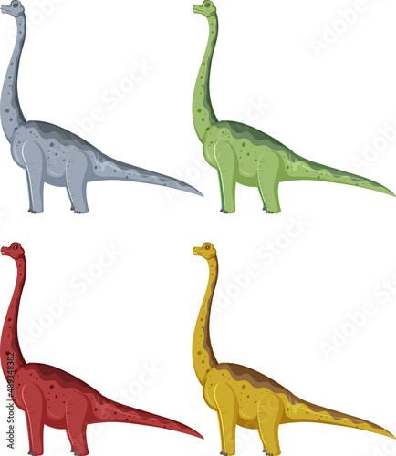 фотографія A set of brachiosaurus dinosaurs on white background