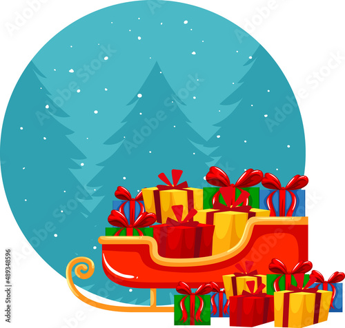 Christmas theme with presents on sleigh