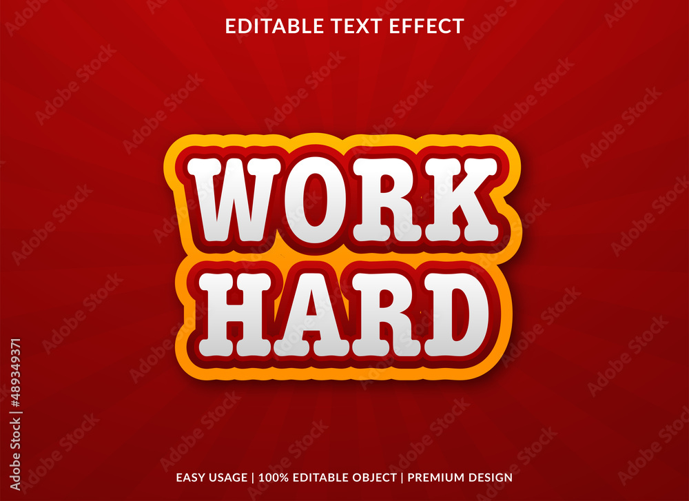 work hard text effect template with creative concept and abstract background use for business logo brand and text style 