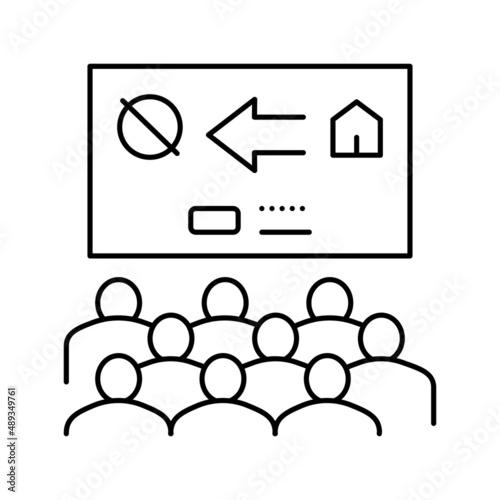 colonization presentation meeting line icon vector illustration