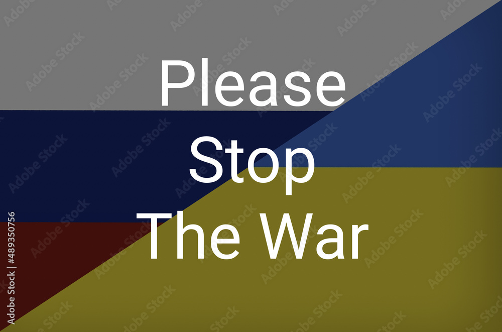 Russian and Ukrainian flags as symbols of war conflict Russian and Ukrainian flags as symbols of war conflict