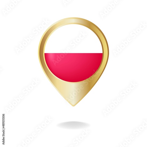 Poland flag on golden pointer map, Vector illustration eps.10 Free Download Poland flag on golden pointer map, Vector illustration eps.10 - GFXLoad