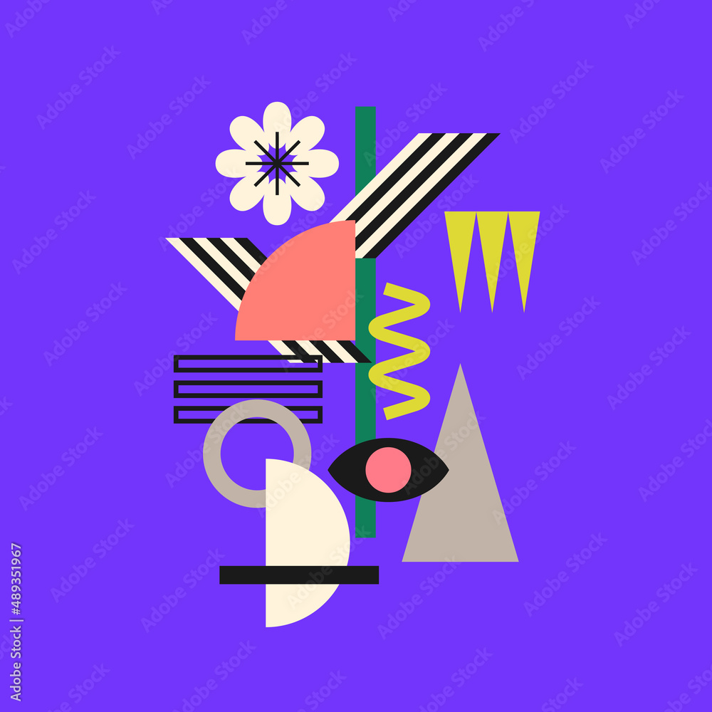 Modern geometric composition of various shapes. Illustration for design. Abstract background in the trend chart.