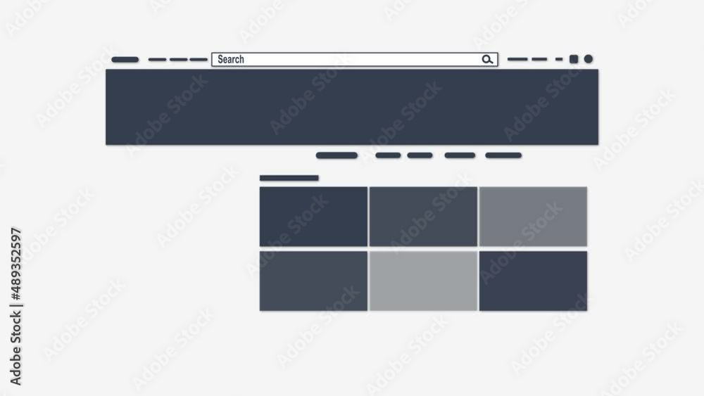 Website Design Interface Animation. Animated Template of Homepage with  Overview Fields. Header, Search banner and Images Content. 4k Illustrative  Video. Stock Video | Adobe Stock