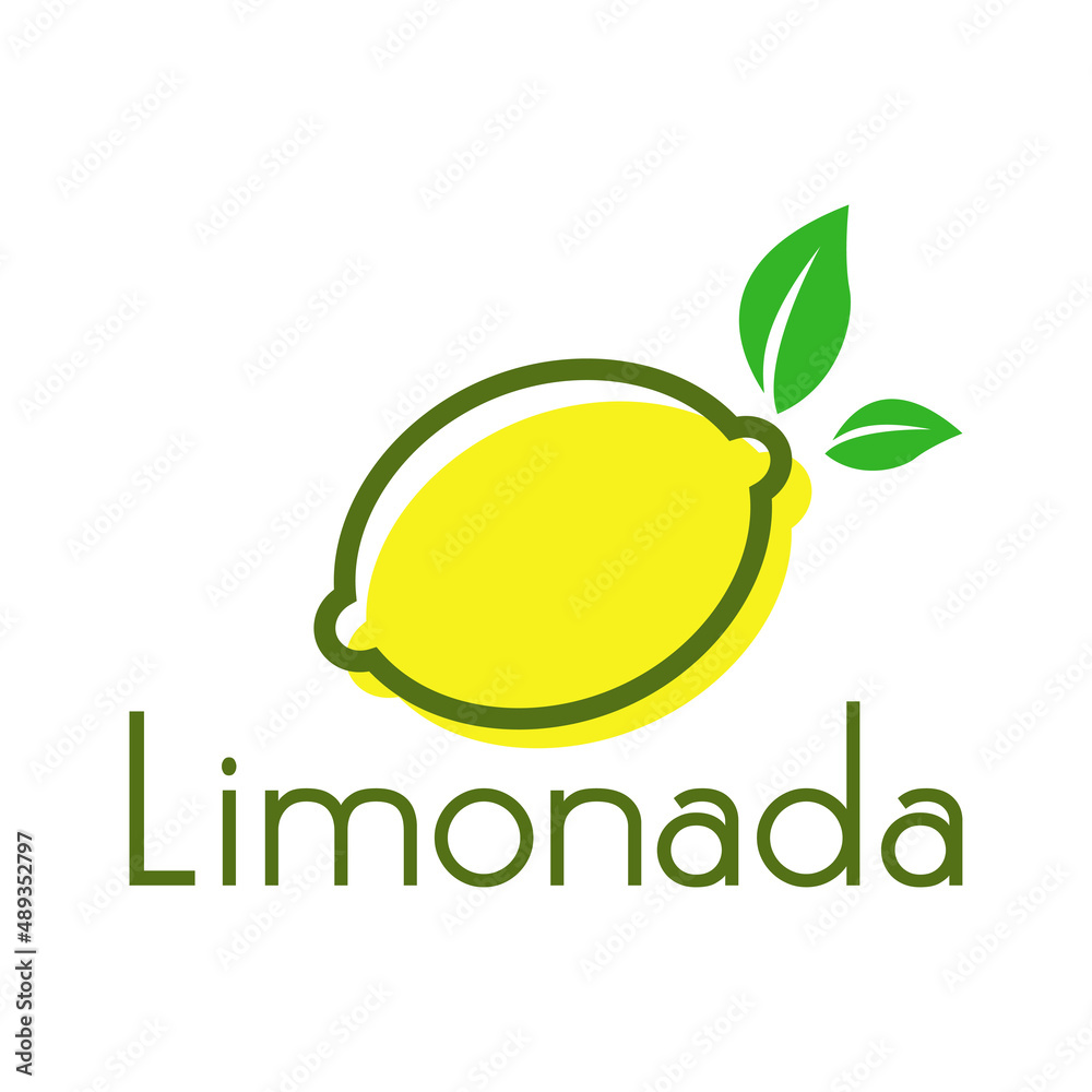 Logo Juice bar. Banner con caligrafía Limonada en español con silueta