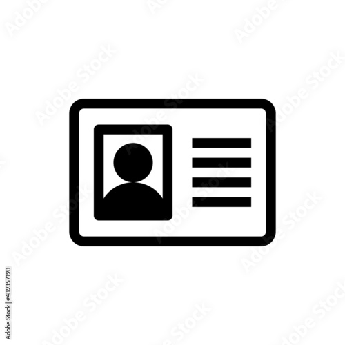 Driver's license, id card with photo. Thin line icon of personal document. Vector illustration.