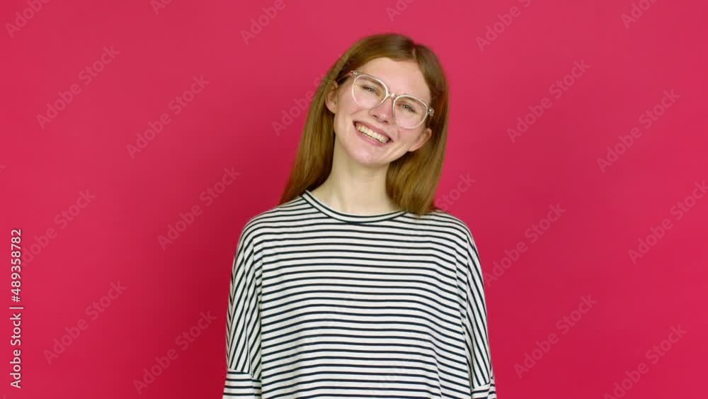 Young woman with glasses and happy Young woman with glasses and happy