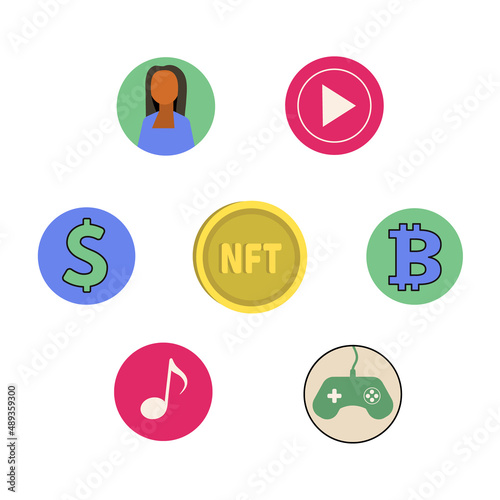 Set of nft icons for social networks and websites on a white background