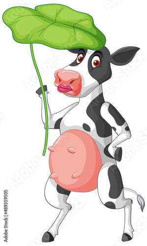 Dairy cow standing on two legs cartoon character