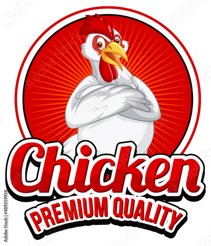 Chicken Premium Quality banner with chicken cartoon character