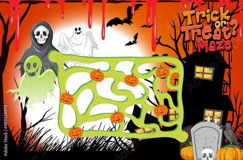 Maze game template in Halloween theme