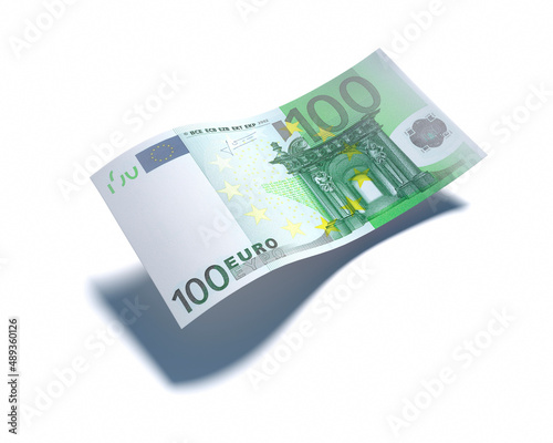 Floating 100 Euro Banknote