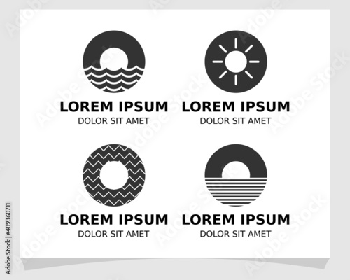 Set logo.ocean and sun icon, logo template, negative space ocean logo, Letter O for ocean logo .vector